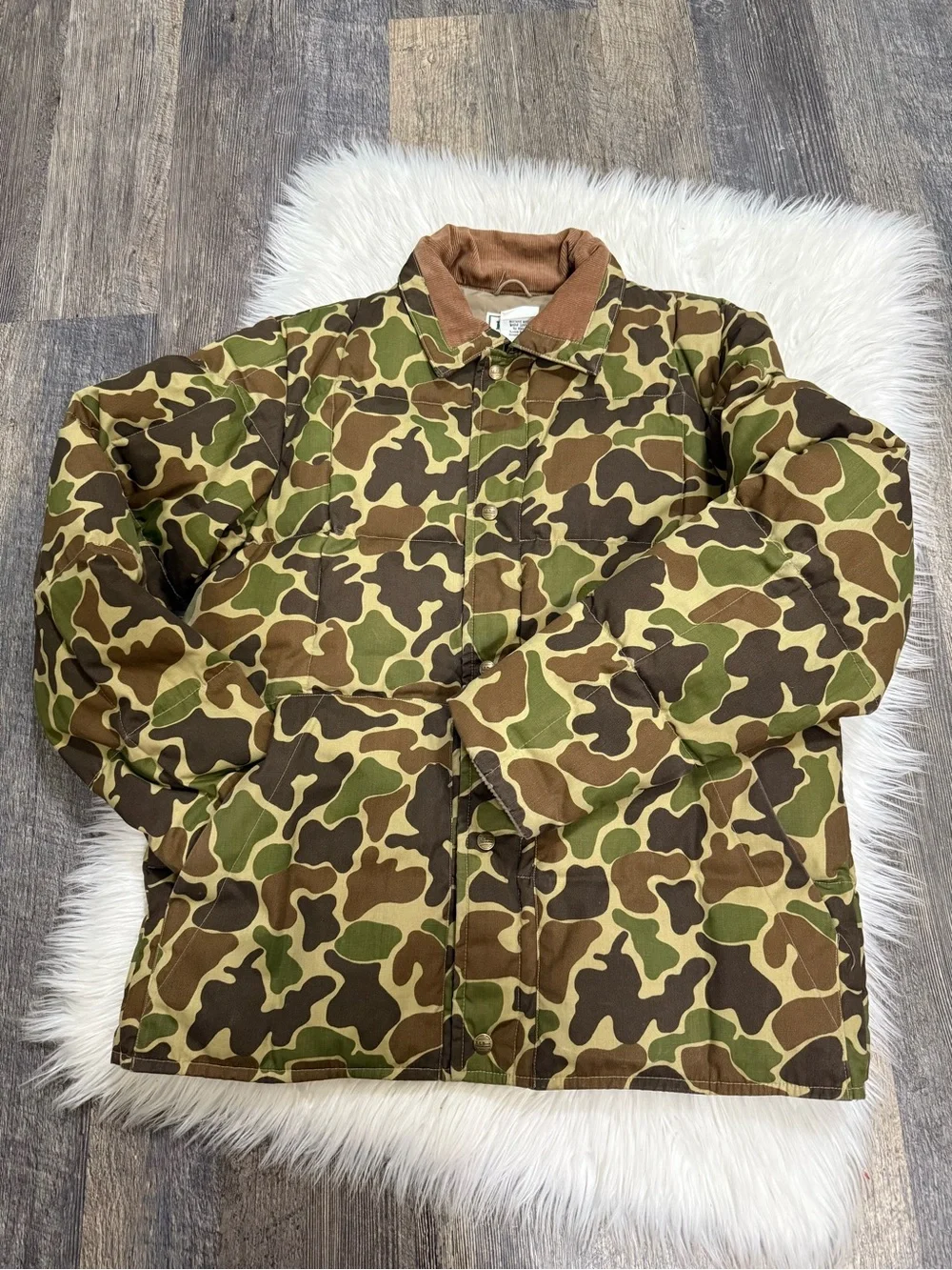 LL Bean men’s vintage camouflage goose down jacket large - Picture 6 of 12
